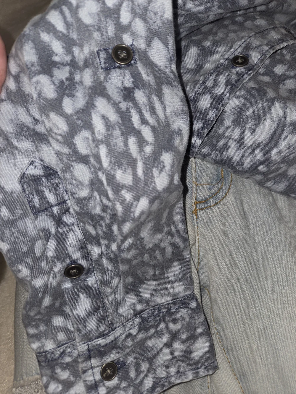 new directions Blue and White Printed‎ Button-Down Shirt